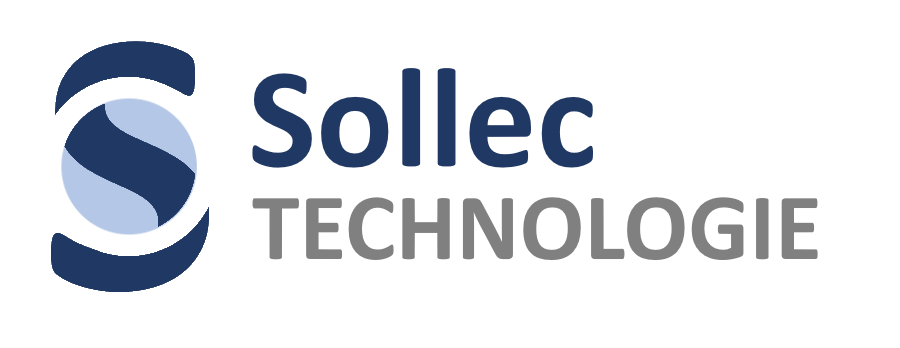 Le logo de Sollec Technologie est représenté par le une visualisation decoupée de lettre 'S' en couleur bleu